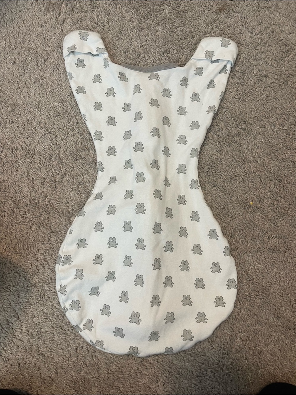 Neutral Bear-Print Zip Front Baby One-Piece Swaddle - Picture 4 of 5